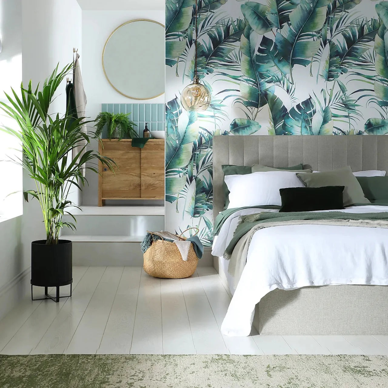 Double Bed: Grey Velvet Double Bed
