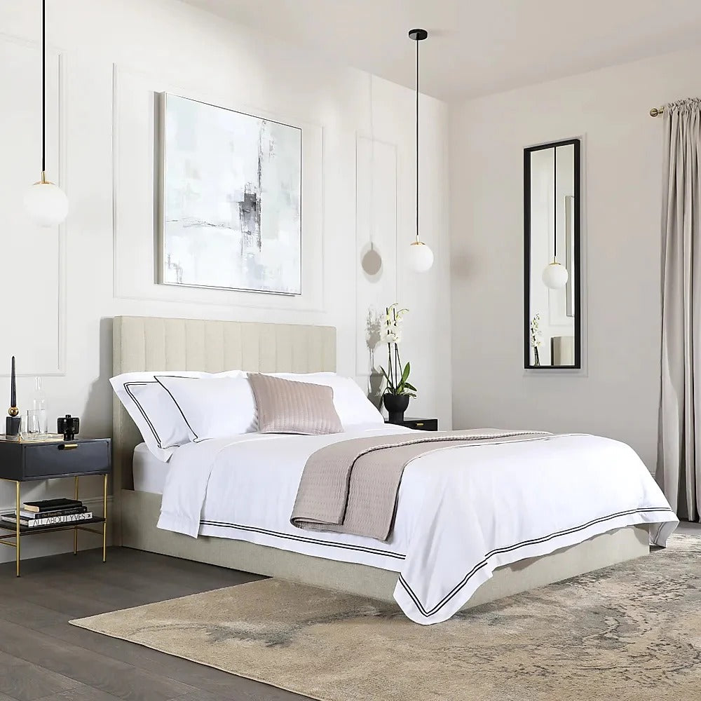Double Bed: Grey Velvet Double Bed