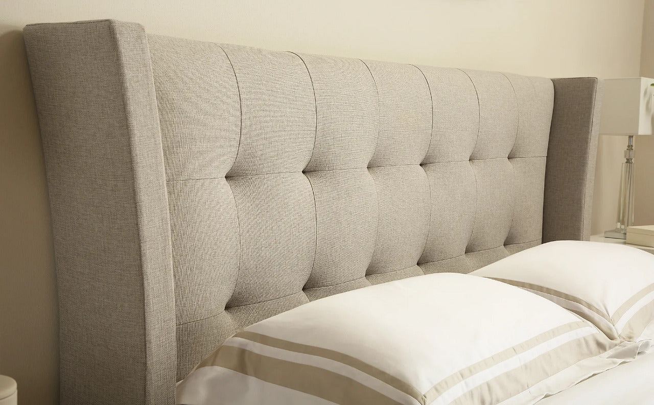 Double Bed: Kenle Oatmeal Fabric Double Bed