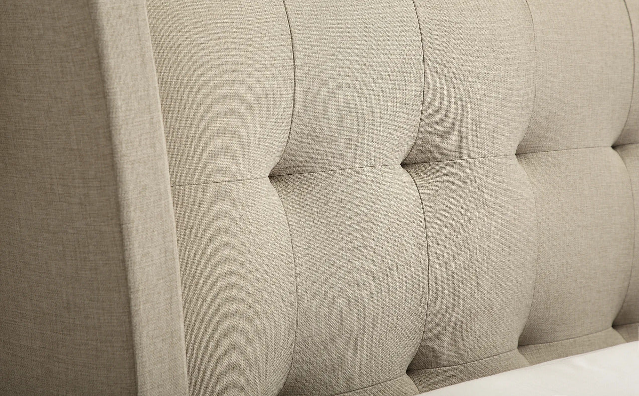 Double Bed: Kenle Oatmeal Fabric Double Bed