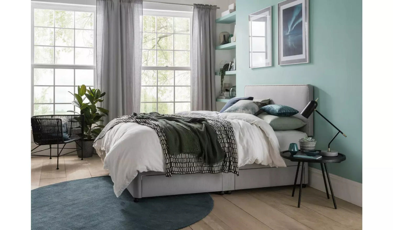 Double Bed: Light Grey Double Bed