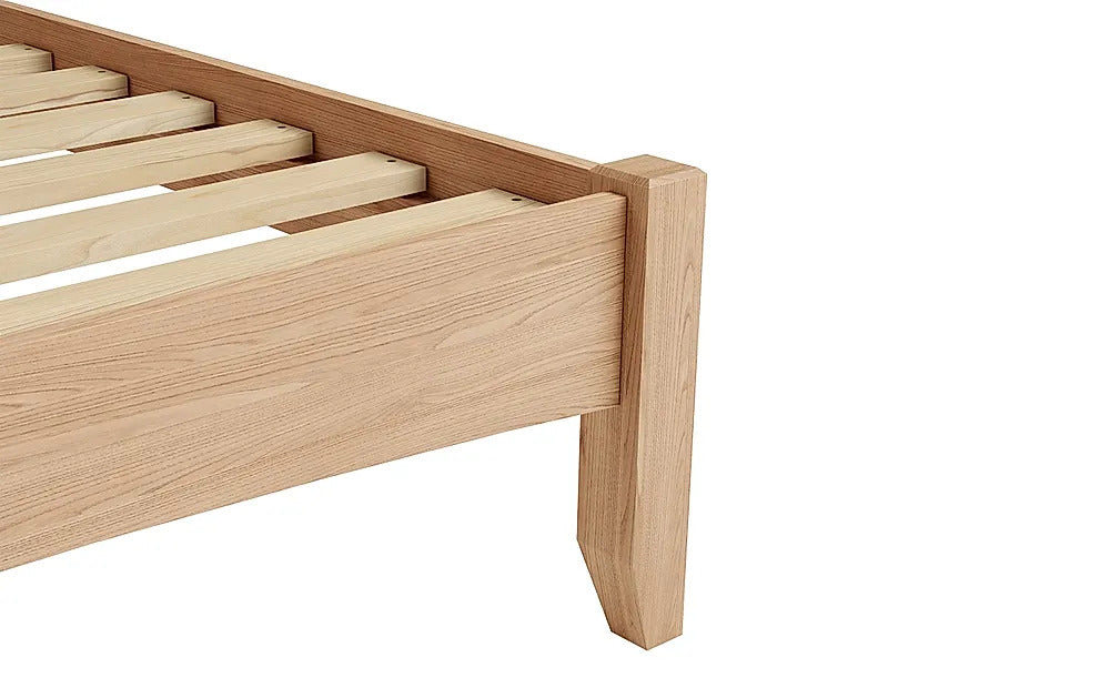 Double Bed: Light Oak Wooden Double Bed