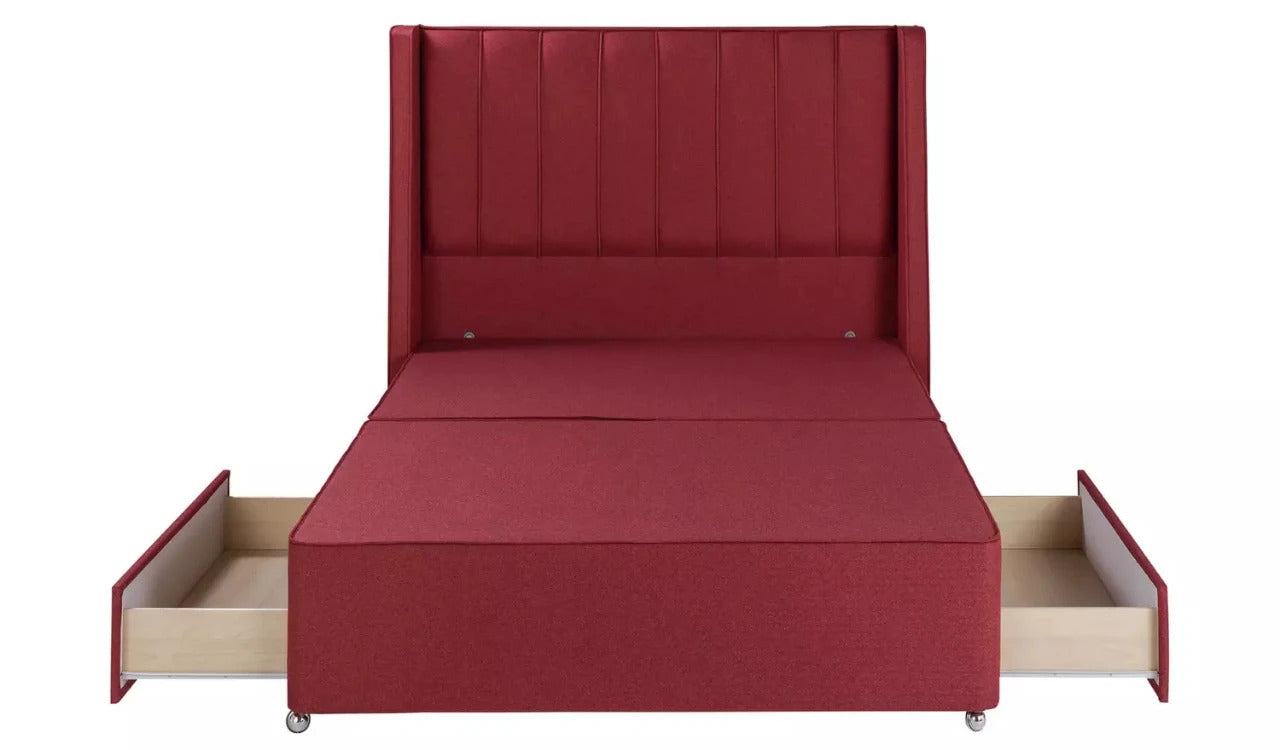 Double Bed: Luxurious Fabric 2 Drawer Double Bed