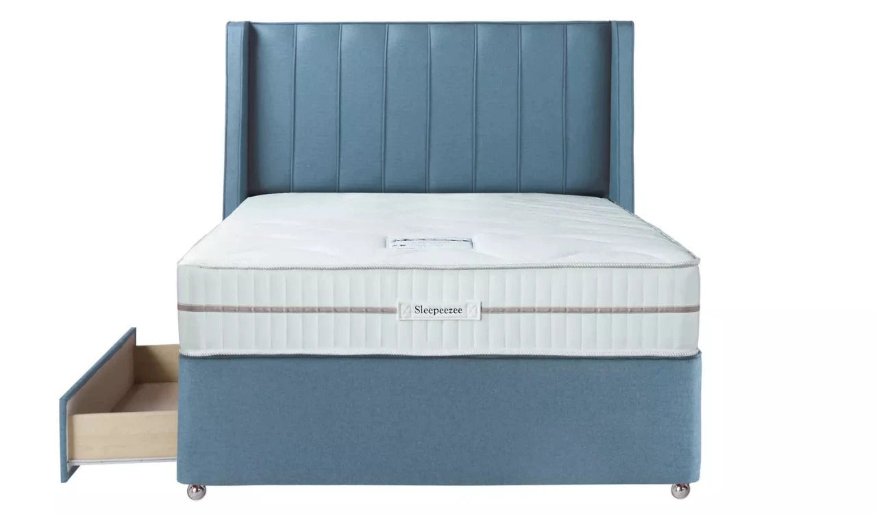 Double Bed: Luxurious Fabric 2 Drawer Double Bed