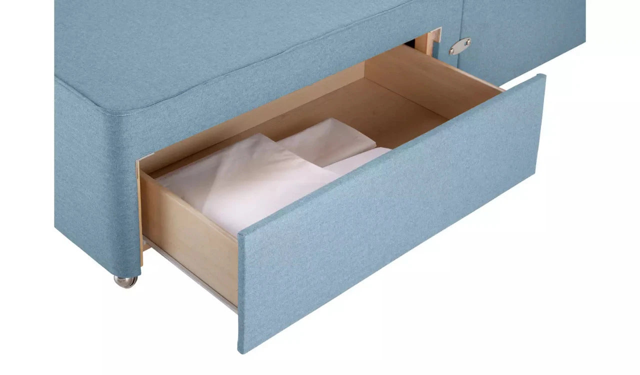 Double Bed: Luxurious Fabric 2 Drawer Double Bed