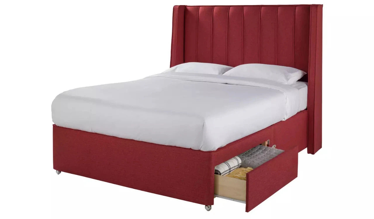 Double Bed: Luxurious Fabric 2 Drawer Double Bed
