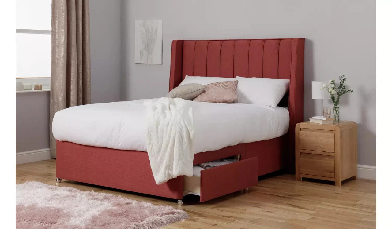Double Bed: Luxurious Fabric 2 Drawer Double Bed