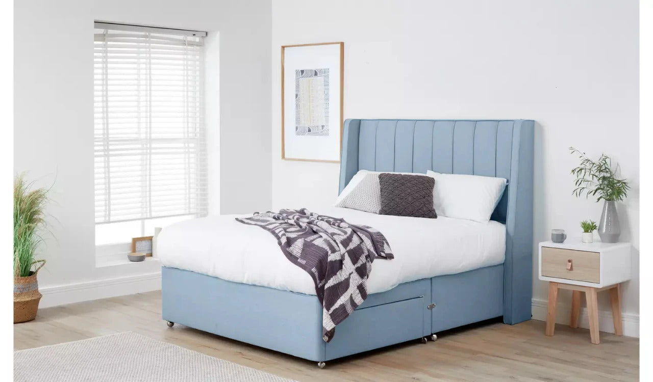 Double Bed: Luxurious Fabric 2 Drawer Double Bed