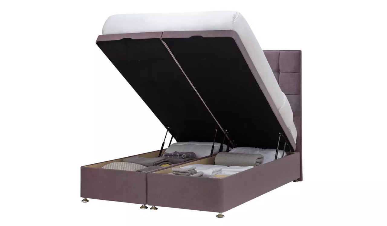 Double Bed: Mauve Ottoman Double Bed