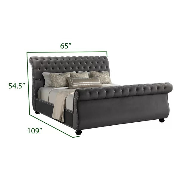 Double Bed: Modern Velvet Double Bed