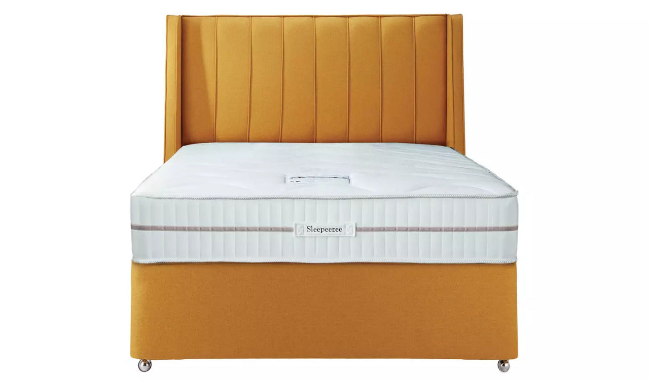 Double Bed: Mustard 2 Drawer Double Bed