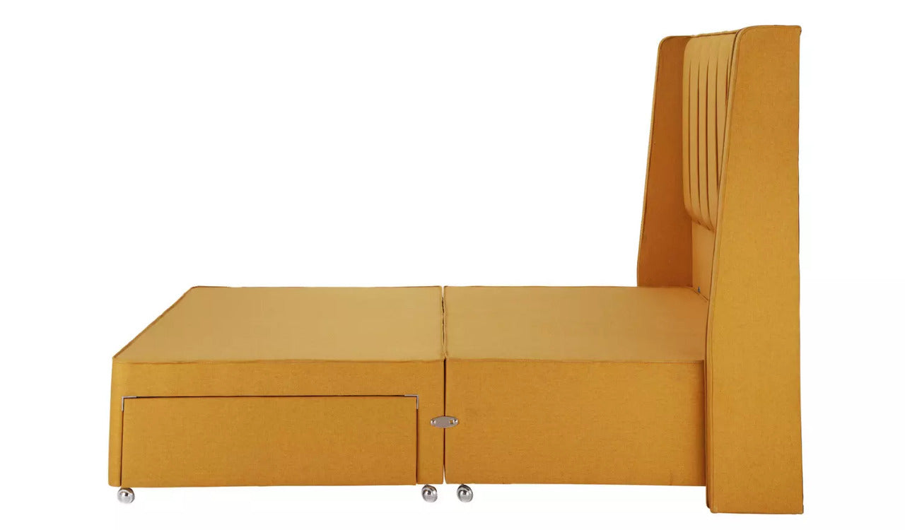 Double Bed: Mustard 2 Drawer Double Bed