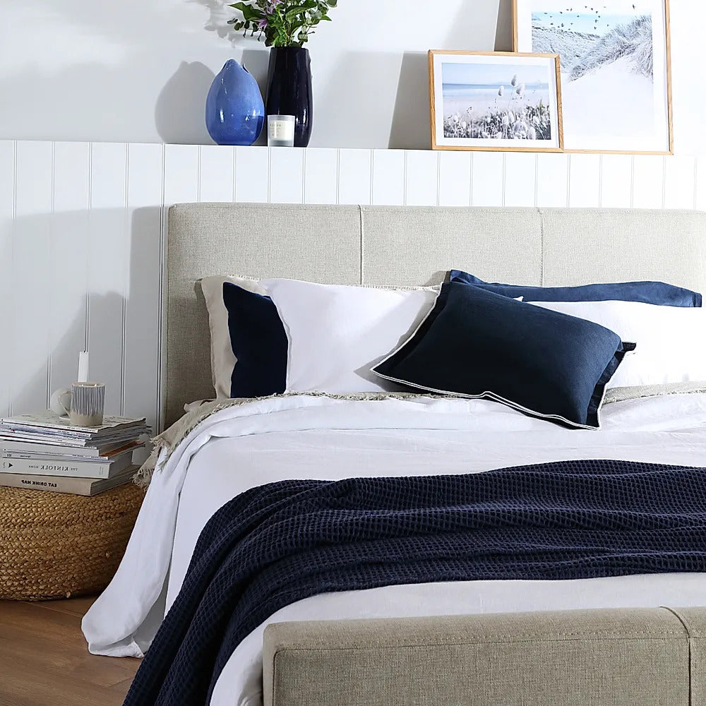 Double Bed: Oatmeal Fabric Double Bed