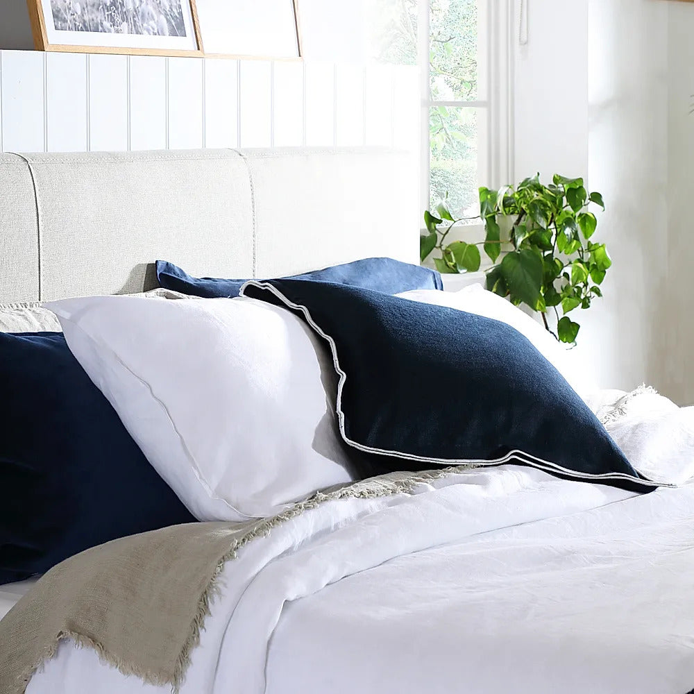 Double Bed: Oatmeal Fabric Double Bed
