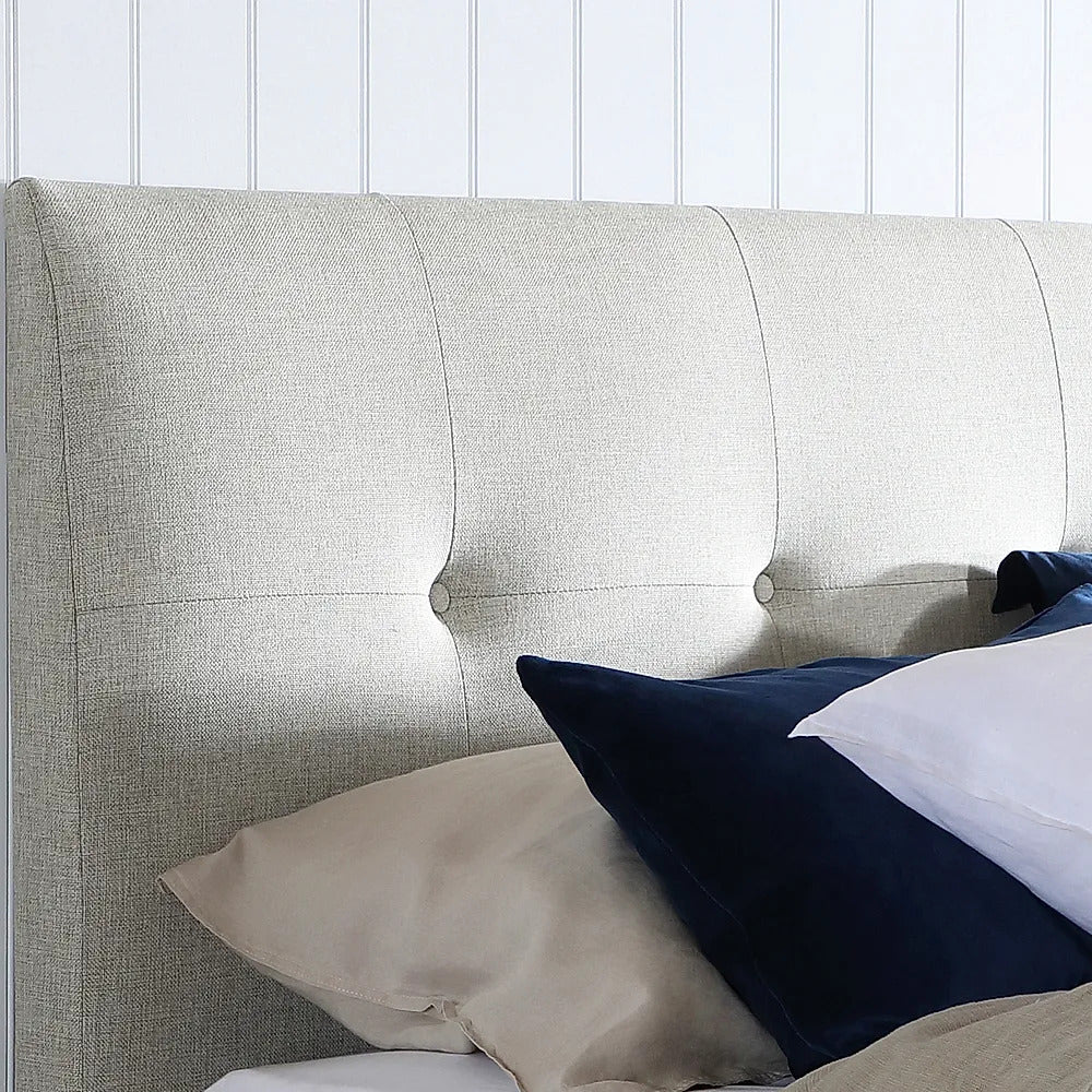 Double Bed: Oatmeal Fabric Double Bed
