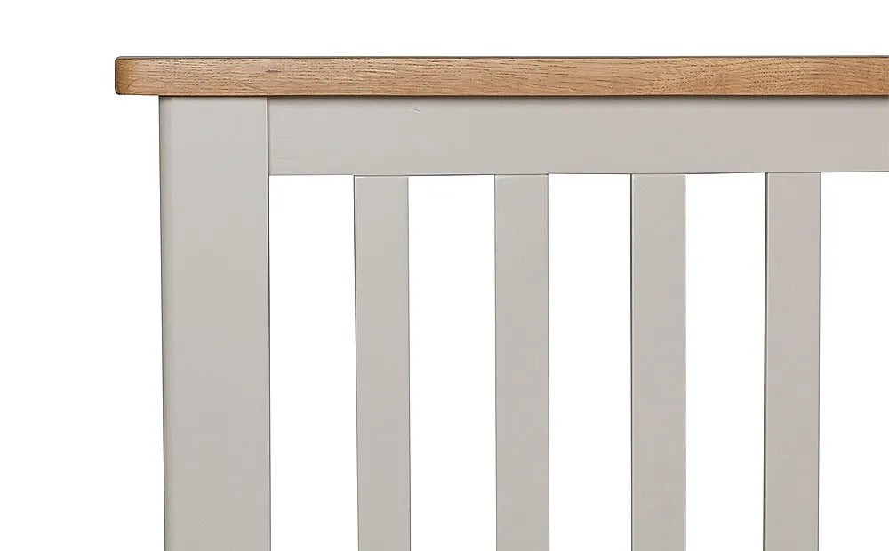 Double Bed: Painted Grey and Oak Wooden Double Bed