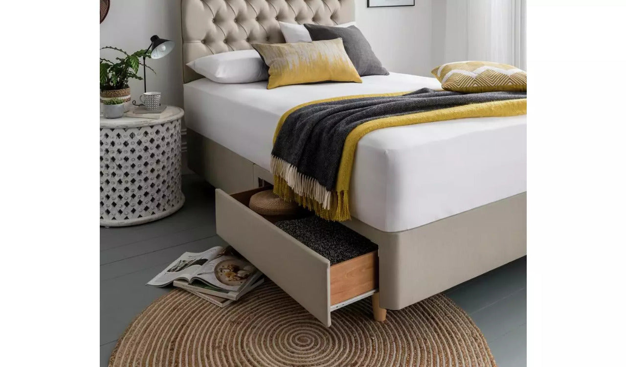 Double Bed: Sandstone 2 Drawer Double Bed