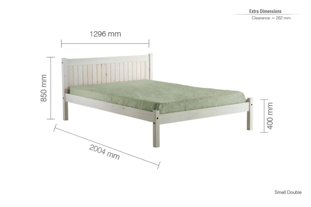 Double Bed White Washed Wooden Double Bed