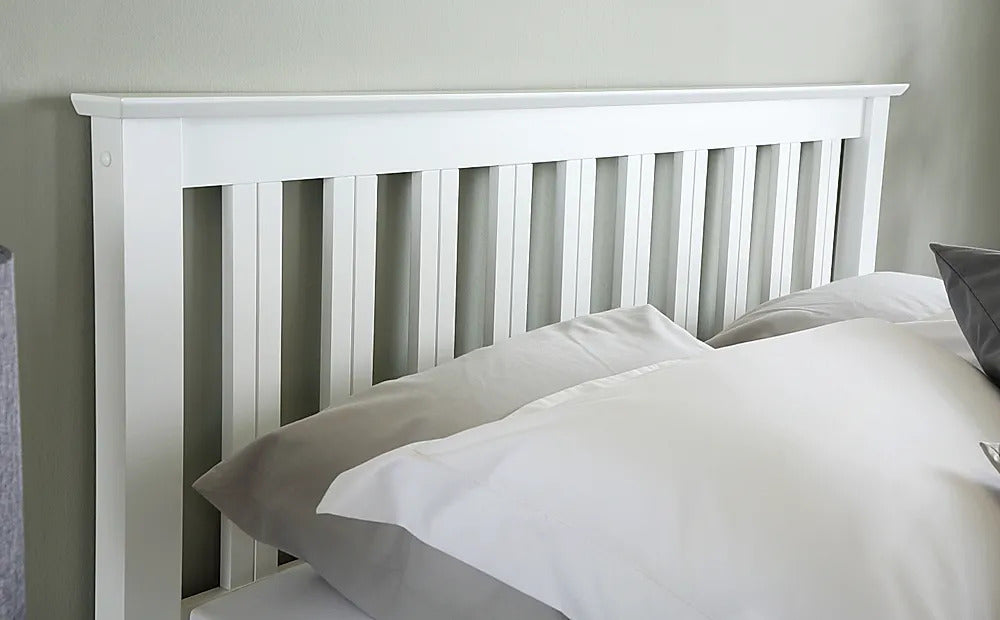 Double Bed: White Wooden Double Bed