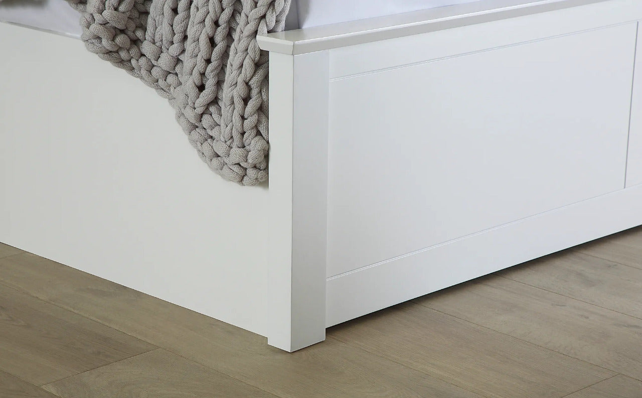 Double Bed: White Wooden Double Bed