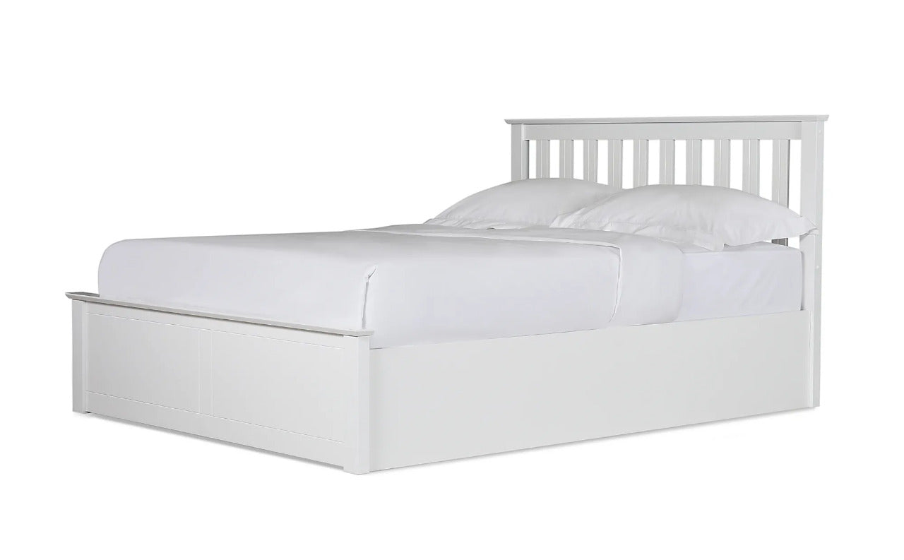 Double Bed: White Wooden Double Bed