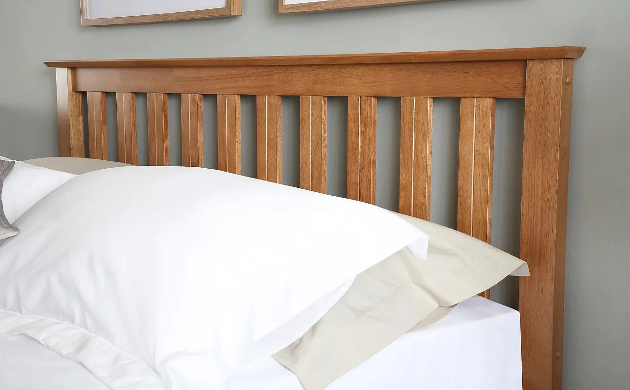 Double Bed: White Wooden Hydraulic Bed