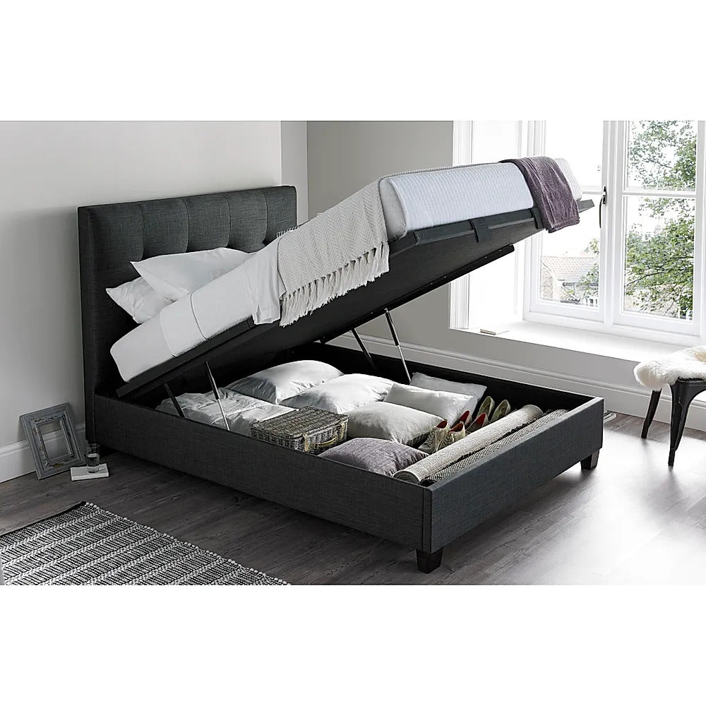 Double Bed: Worth Walk Slate Grey Fabric Double Bed