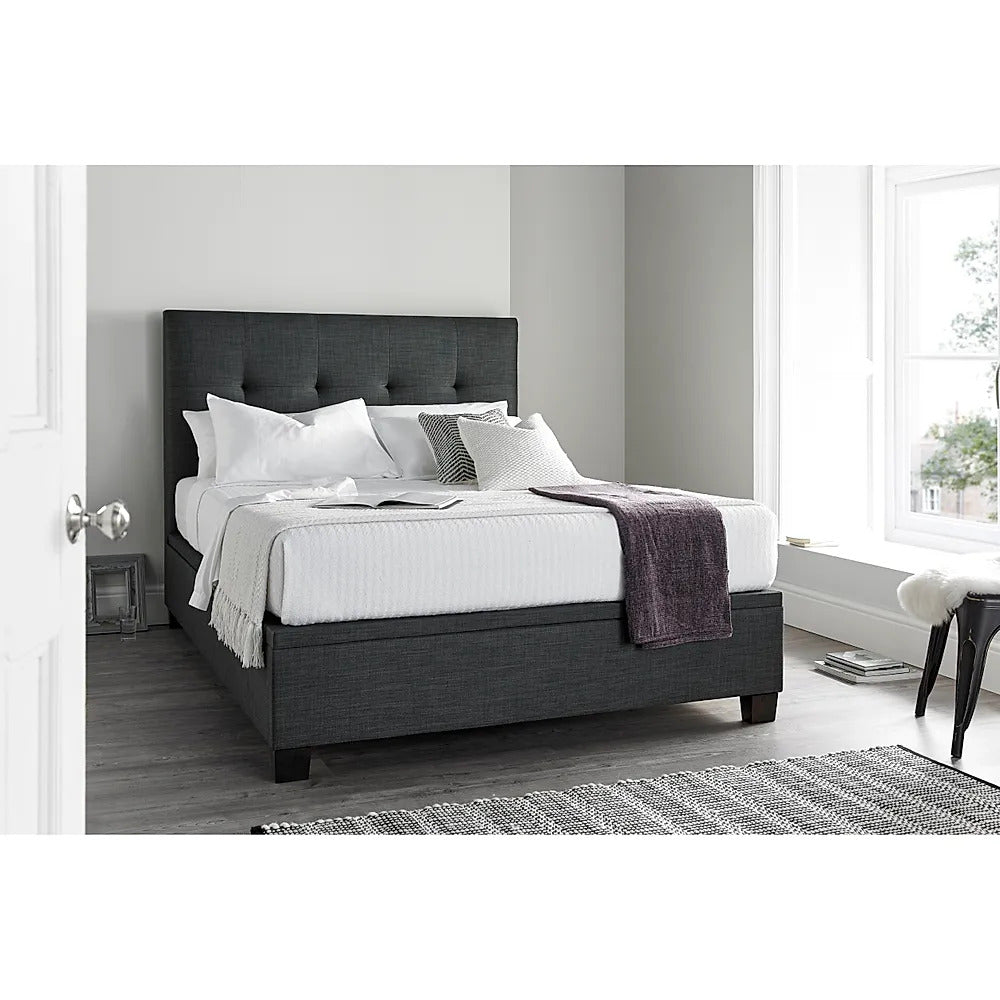 Double Bed: Worth Walk Slate Grey Fabric Double Bed