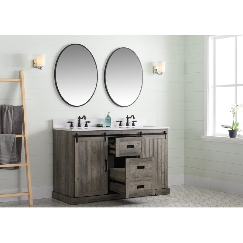 Double Sink Vanities: 54" Double Bathroom Vanity Set