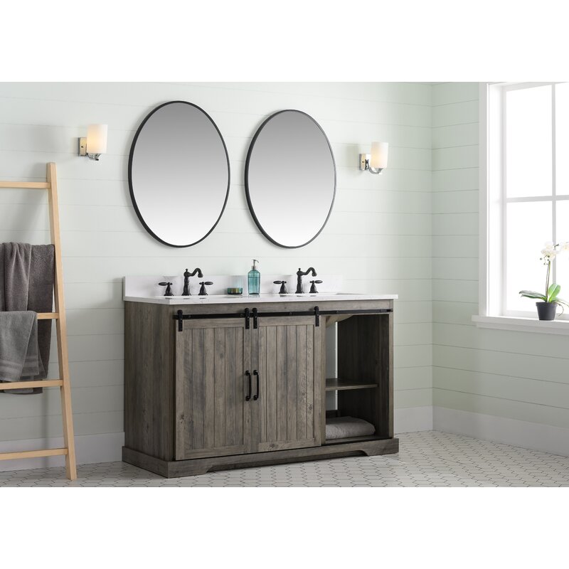 Double Sink Vanities: 54" Double Bathroom Vanity Set