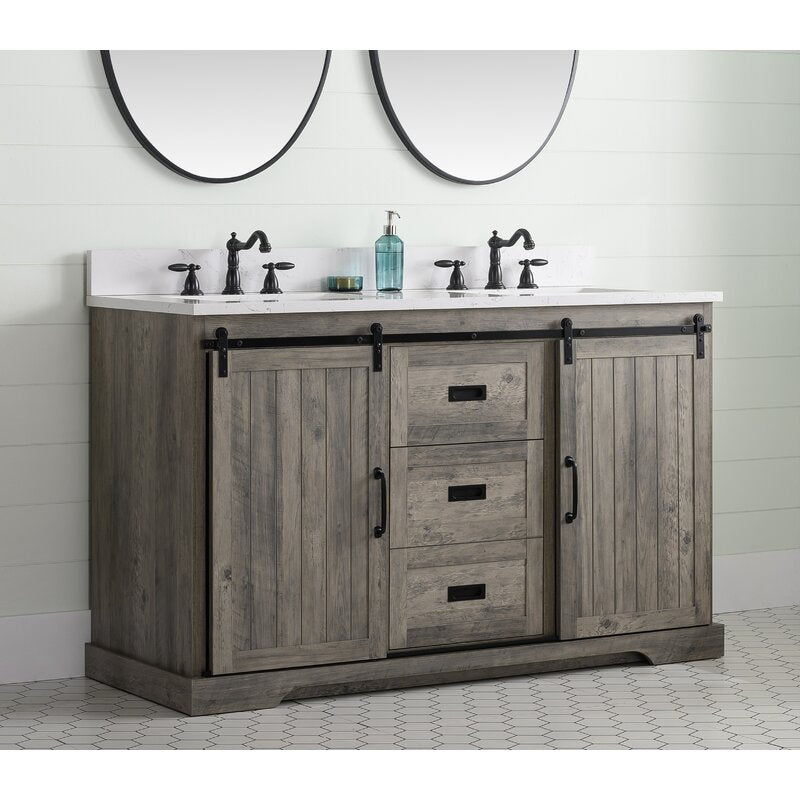 Double Sink Vanities: 54" Double Bathroom Vanity Set