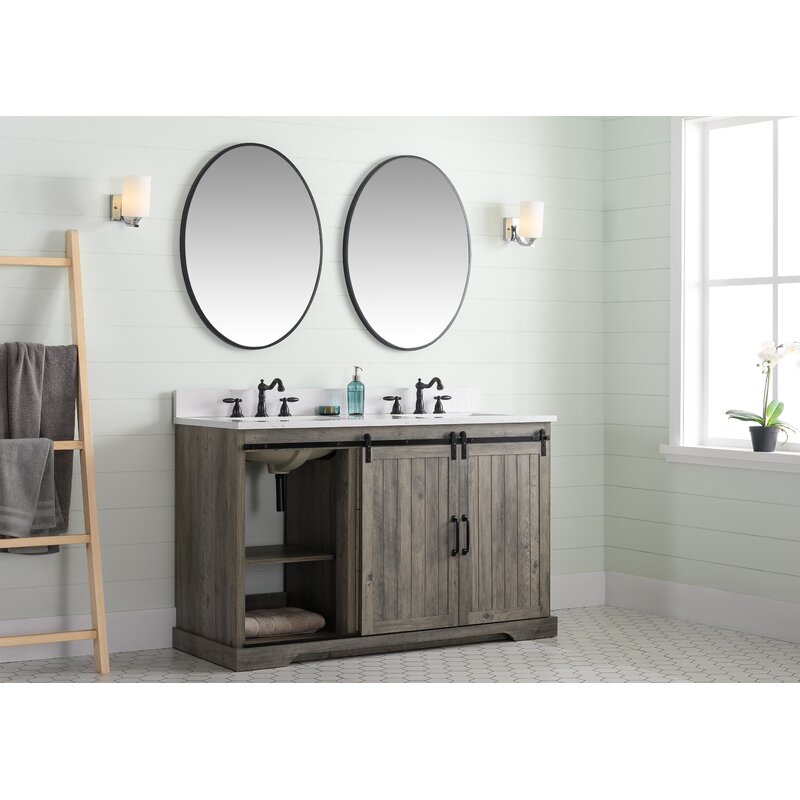 Double Sink Vanities: 54" Double Bathroom Vanity Set