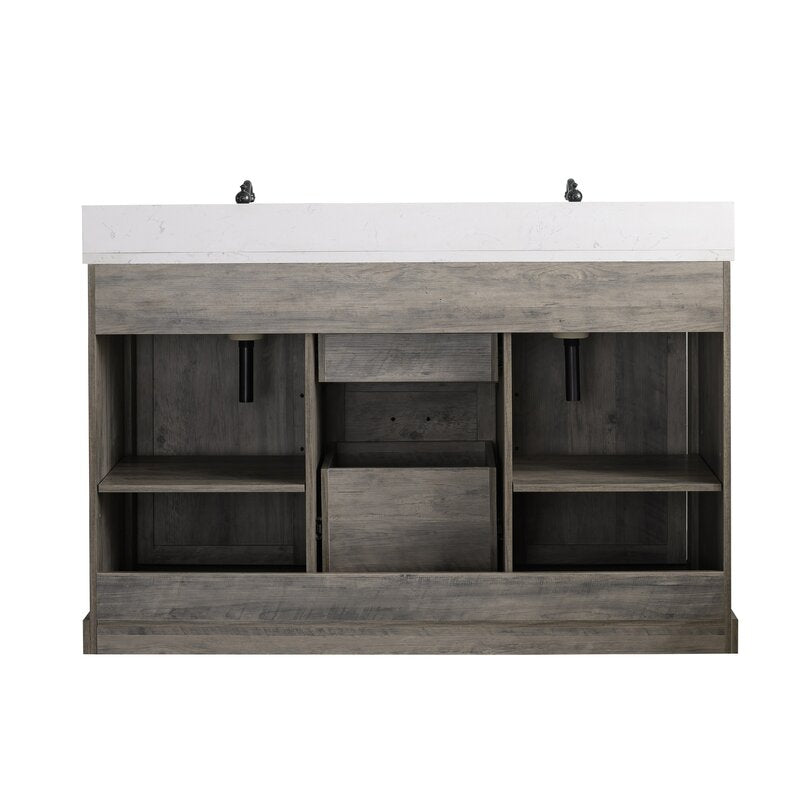 Double Sink Vanities: 54" Double Bathroom Vanity Set