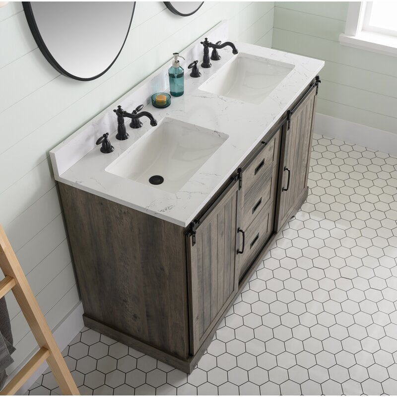 Double Sink Vanities: 54" Double Bathroom Vanity Set