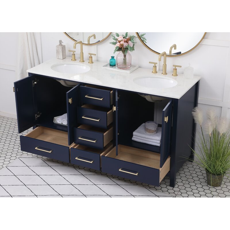 Double Sink Vanities: 60" Double Bathroom Vanity Set