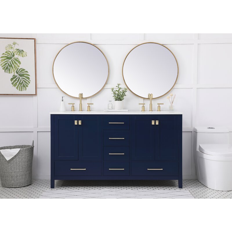 Double Sink Vanities: 60" Double Bathroom Vanity Set