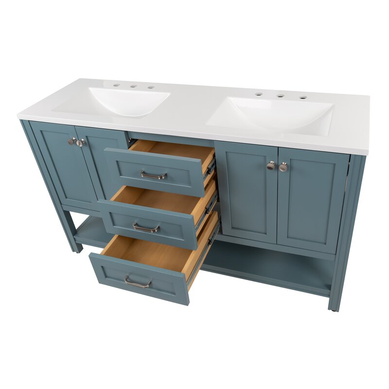 Double Sink Vanities: 60" Double Bathroom Vanity Set