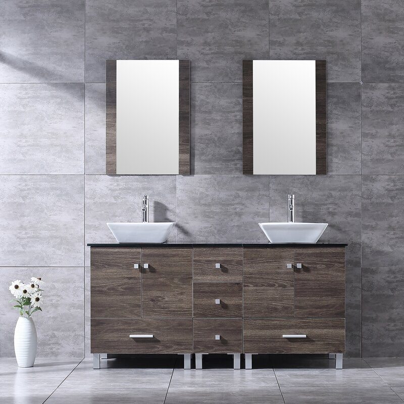 Double Sink Vanities: 60" Double Bathroom Vanity Set