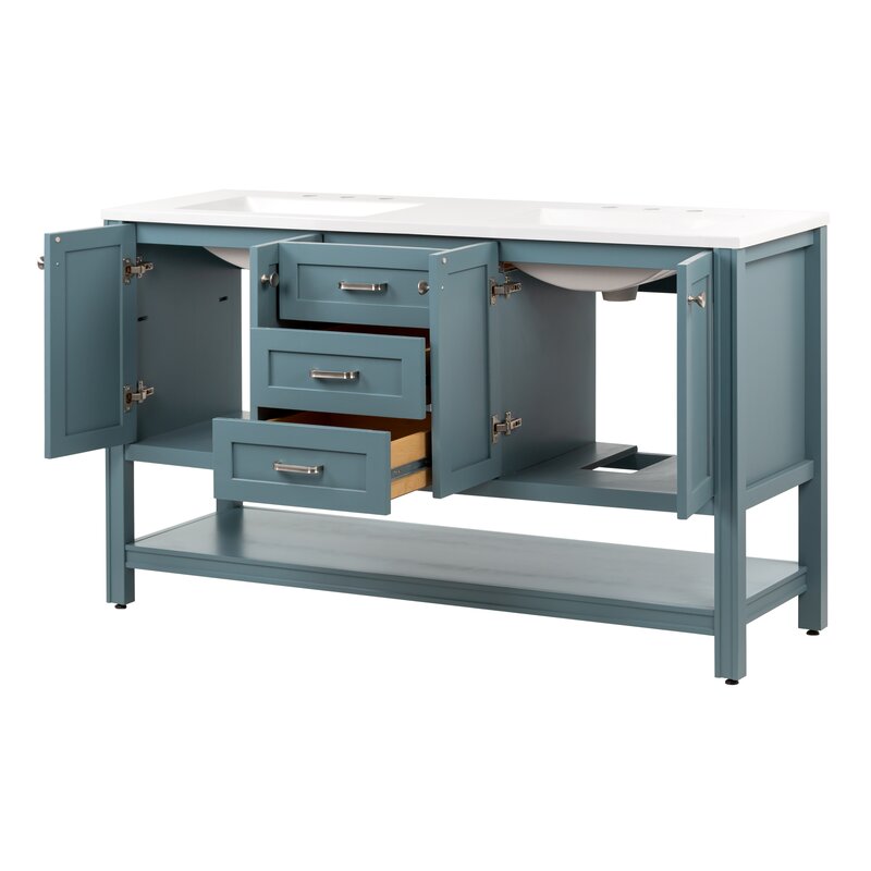 Double Sink Vanities: 60" Double Bathroom Vanity Set