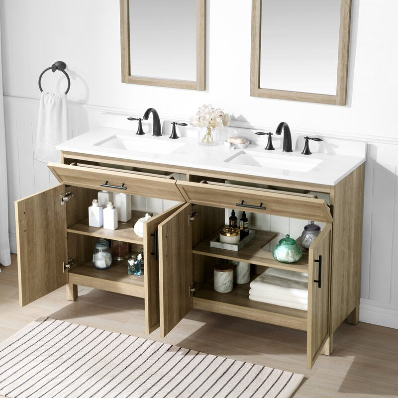 Double Sink Vanities: 60" Double Bathroom Vanity Set