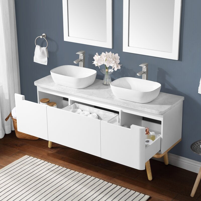 Double Sink Vanities: 60" Double Bathroom Vanity Set
