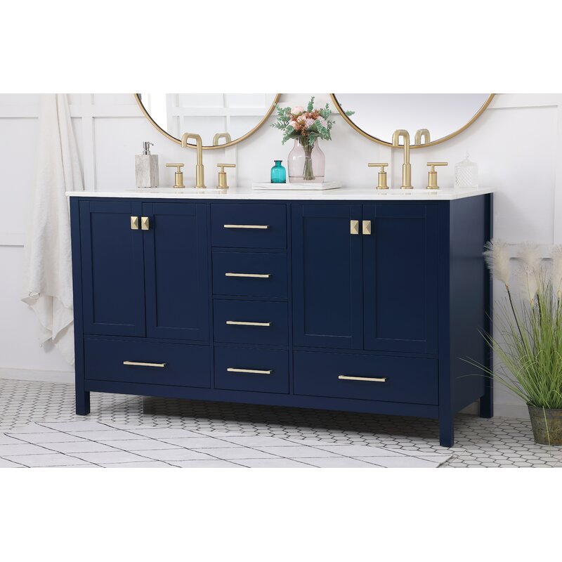 Double Sink Vanities: 60" Double Bathroom Vanity Set