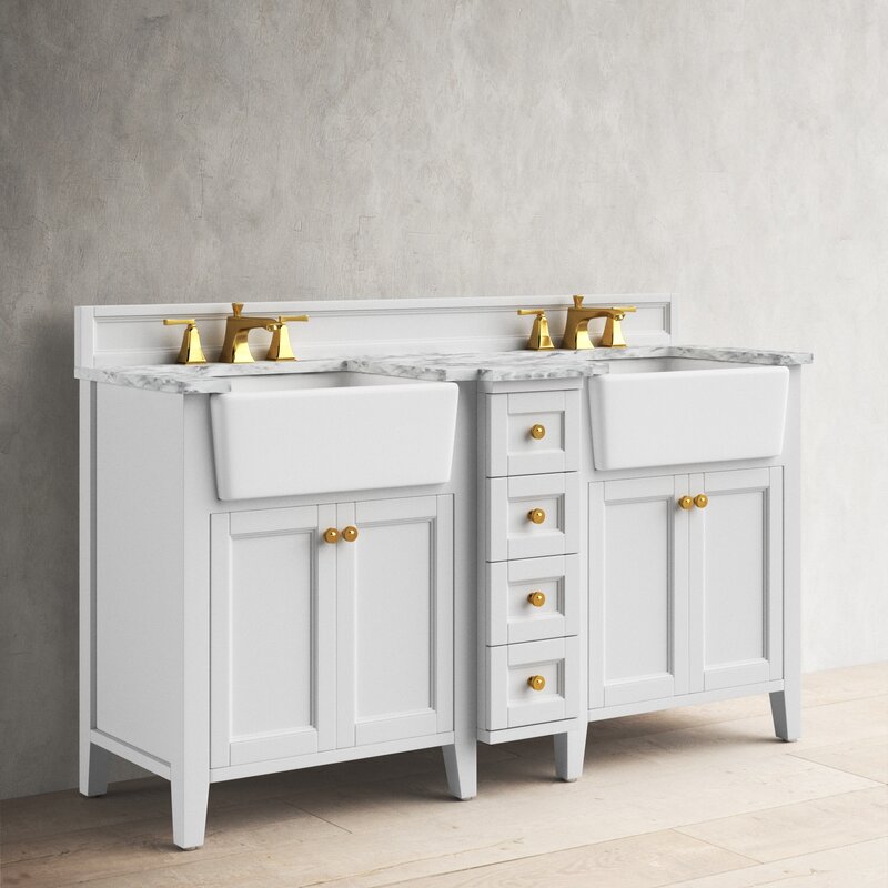 Double Sink Vanities: 60" Double Bathroom Vanity Set