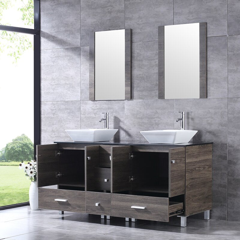 Double Sink Vanities: 60" Double Bathroom Vanity Set