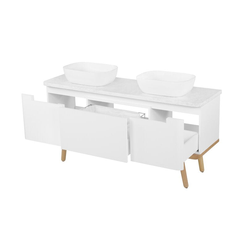 Double Sink Vanities: 60" Double Bathroom Vanity Set
