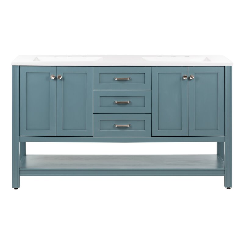 Double Sink Vanities: 60" Double Bathroom Vanity Set