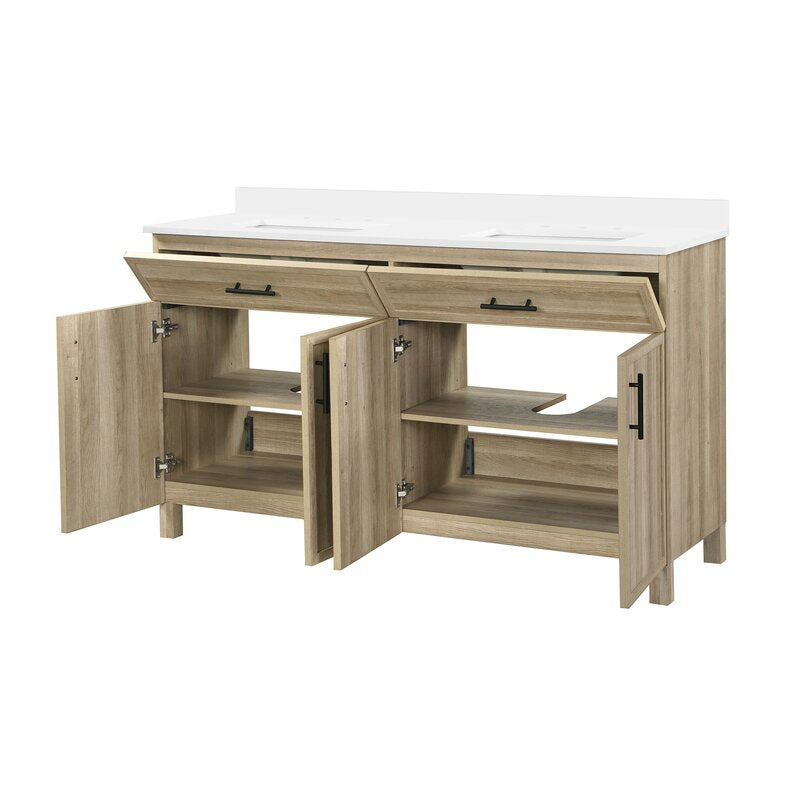 Double Sink Vanities: 60" Double Bathroom Vanity Set