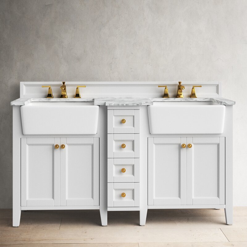 Double Sink Vanities: 60" Double Bathroom Vanity Set