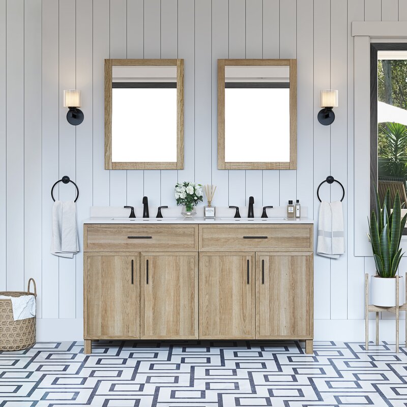 Double Sink Vanities: 60" Double Bathroom Vanity Set