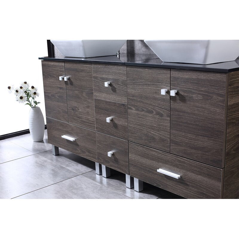 Double Sink Vanities: 60" Double Bathroom Vanity Set